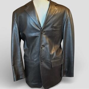 Ralph Lauren Men's 40R Brown Lamb Leather Blazer Jacket 3 Button Lined POLO